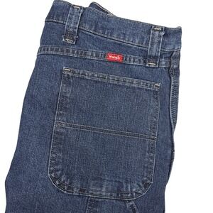 Wrangler Mens Carpenter Jeans Dark Wash Size 44x30‎ Denim Work Pants Pockets